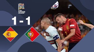 Spain vs Portugal 1  1 Highlights  Nations League [upl. by Nordna]