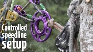 Controlled speedline  slideline  Arborist rigging systems [upl. by Johnny]