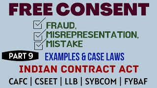 Fraud  Misrepresentation  Mistake  Free Consent  Indian Contract Act  Caselaws  Example [upl. by Hasheem]