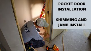 Pocket Door Installation  Shimming and Installing Jambs [upl. by Nerua]