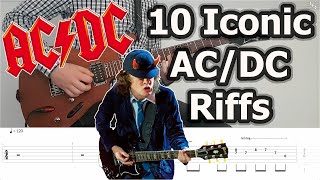 10 Iconic ACDC Riffs  Guitar Tabs Tutorial [upl. by Bowles]