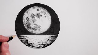 How to Draw The Moon Step by Step Pencil Drawing [upl. by Aenyl]