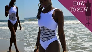 How To Sew A One Piece Mesh Bathing Suit [upl. by Lenox]