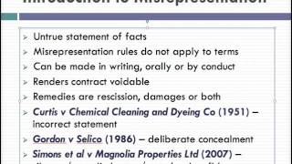 Misrepresentation Lecture 1 of 4 [upl. by Kennet120]