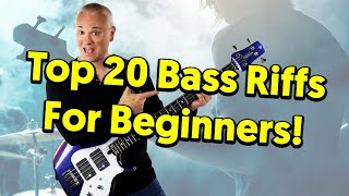 Top 20 MUST KNOW Bass Riffs For Beginners tabs amp tutorial [upl. by Leksehc671]